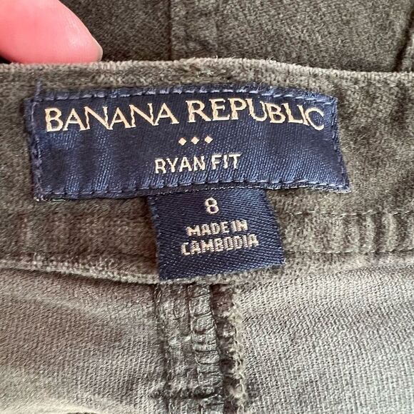 Banana Republic Green Velveteen Pants Ryan Fit Straight Leg Size 8 - Picture 5 of 6